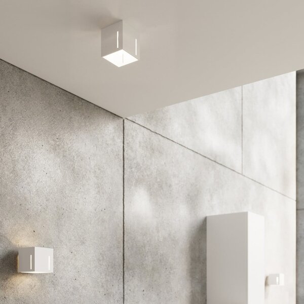 Lampada da soffitto bianca con paralume in metallo 10x10 cm Pax - Sollux