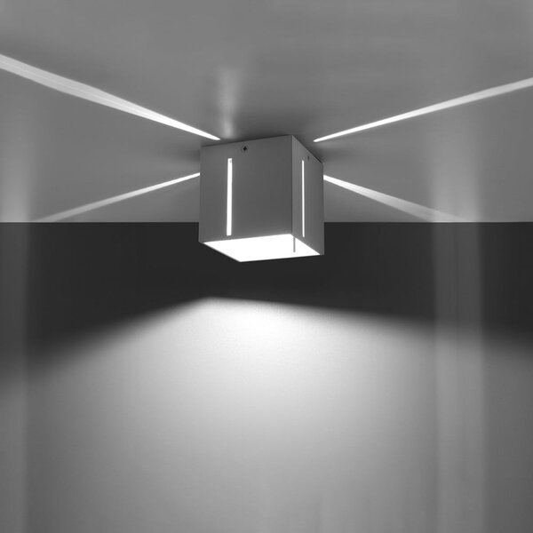 Lampada da soffitto bianca con paralume in metallo 10x10 cm Pax - Sollux
