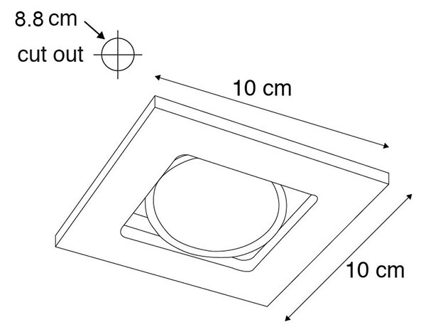 Set di 6 faretti da incasso moderni neri orientabili - Qure