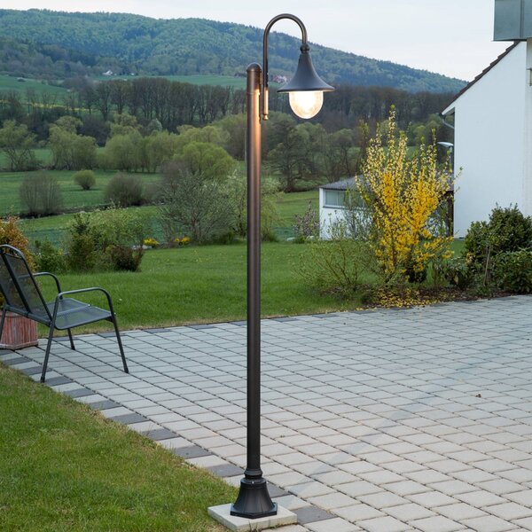 Lindby lampada da esterno Daphne, 220 cm, nero, E27, IP44 Daphne Lindby, dimmerabile, Nero, Alluminio, Moderno