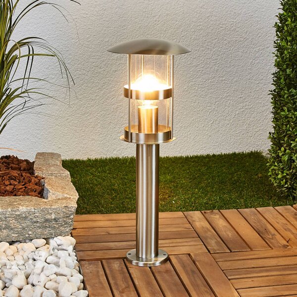 Lindby Lampioncino Noemi, grigio, acciaio inox, 50 cm, IP44 Noemi, Alluminio / Grigio / Zincato, Acciaio Inox, Moderno, Lampada da esterni