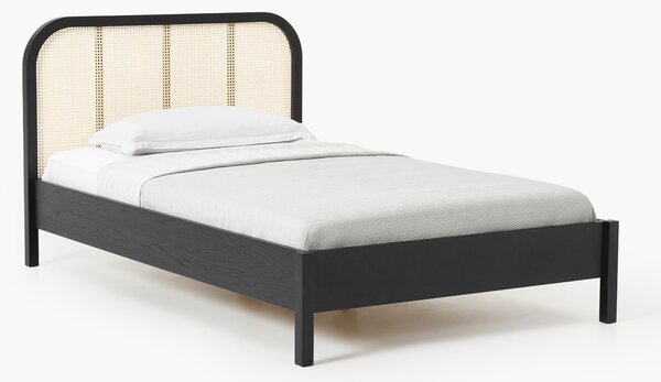 Letto singolo in legno con testiera in vimini Jones