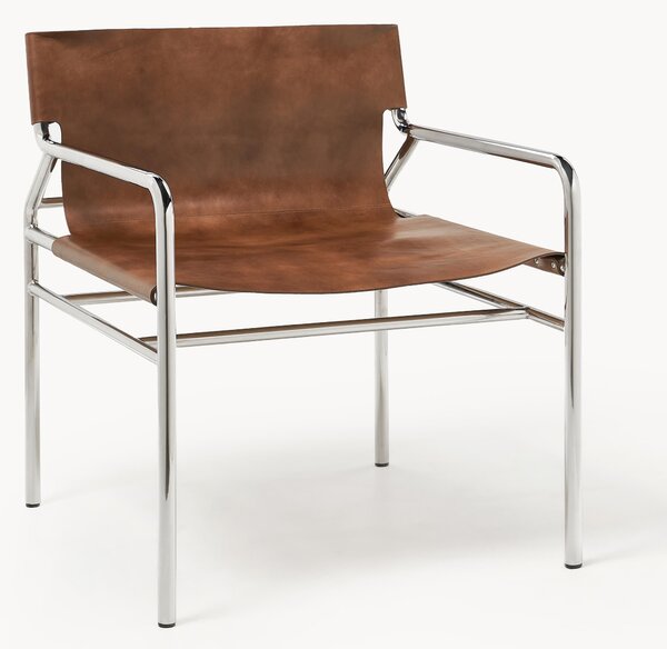 Sedia con braccioli in pelle Dion