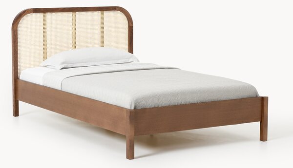 Letto singolo in legno con testiera in vimini Jones