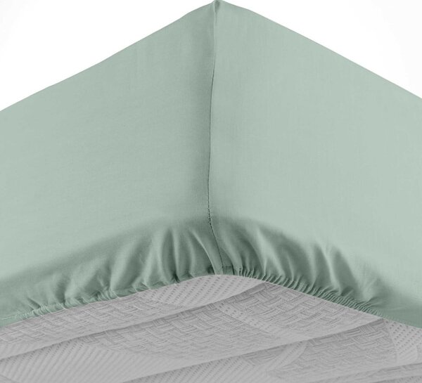 Lenzuolo in cotone elasticizzato verde chiaro 180x200 cm Lina - douceur d'intérieur
