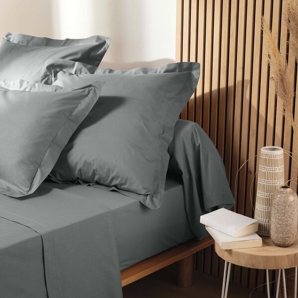 Lenzuolo elasticizzato grigio in cotone biologico 90x190 cm Biolina - douceur d'intérieur