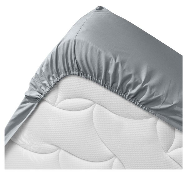 Lenzuolo elasticizzato grigio in cotone biologico 90x190 cm Biolina - douceur d'intérieur