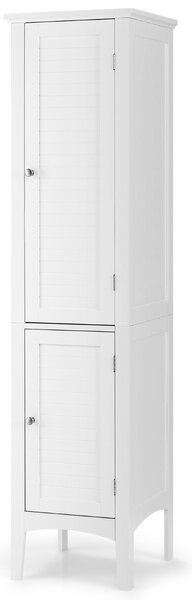 Costway Mobile bagno alto con 2 ante 5 vani, Colonna bagno da terra salvaspazio 37x37x160cm Bianco
