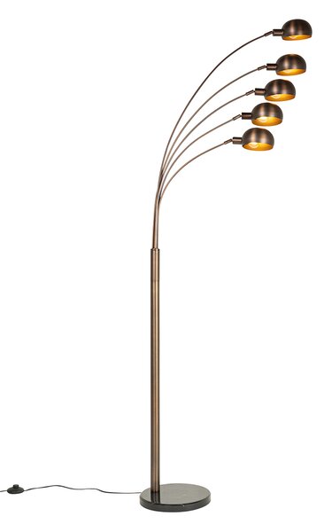 Lampada da terra di design bronzo scuro con oro 5 luci - Sixties Marmo