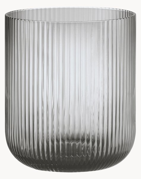 Portacanadela in vetro con superficie scanalata Ven, alt. 16 cm