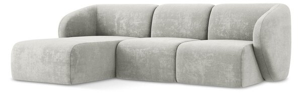Divano angolare grigio chiaro (con penisola a sinistra/con chaise lounge) con rivestimento in ciniglia Lani – Makamii