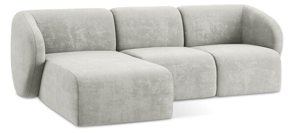 Divano angolare grigio chiaro (con penisola a sinistra/con chaise lounge) con rivestimento in ciniglia Lani – Makamii