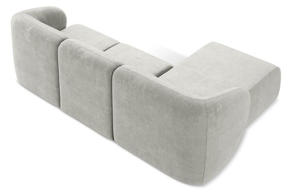 Divano angolare grigio chiaro (con penisola a sinistra/con chaise lounge) con rivestimento in ciniglia Lani – Makamii