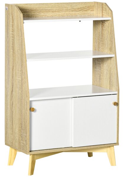 HOMCOM Mobile da Salotto Multifunzione, Scaffale Aperto a 2 Livelli, Armadietto 2 Ante, in Legno di Pino, 58x30x93cm | Aosom Italy