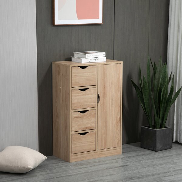 HOMCOM Mobile Bagno con 4 Cassetti, Armadietto a 2 Livelli e Maniglie Ritagliate, in Truciolato, 54x29x83 cm|Aosom