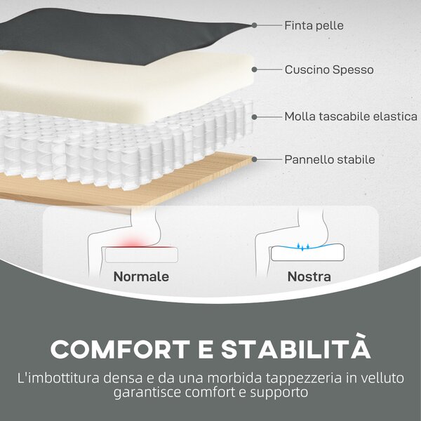 HOMCOM Poltrona Moderno da Salotto in Finta Pelle PU con Gambe in Legno, Stile Chesterfield, Nero | Aosom Italy