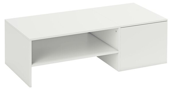 HOMCOM Tavolino da Caffè in Legno con Piano Scorrevole e Ripiano Aperto e a Scomparsa, 110x52x36 cm, Bianco | Aosom Italy