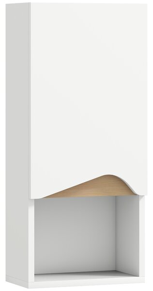 HOMCOM Pensile Bagno con Ripiano Aperto e Armadietto con Scaffale Regolabile, in Legno, 30x17x67 cm, Bianco e color Legno | Aosom Italy
