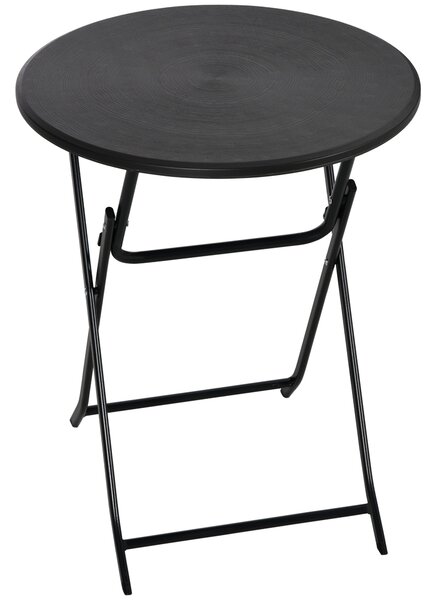 Outsunny Tavolo da Giardino Rotondo e Pieghevole in Acciaio e HDPE, Ø60x73 cm, Grigio Scuro | Aosom Italy