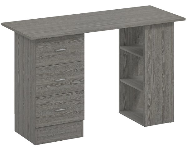 HOMCOM Scrivania Moderna con 3 Cassetti e 3 Ripiani per Camera e Ufficio, in Legno, 120x49x72 cm, Grigio | Aosom Italy