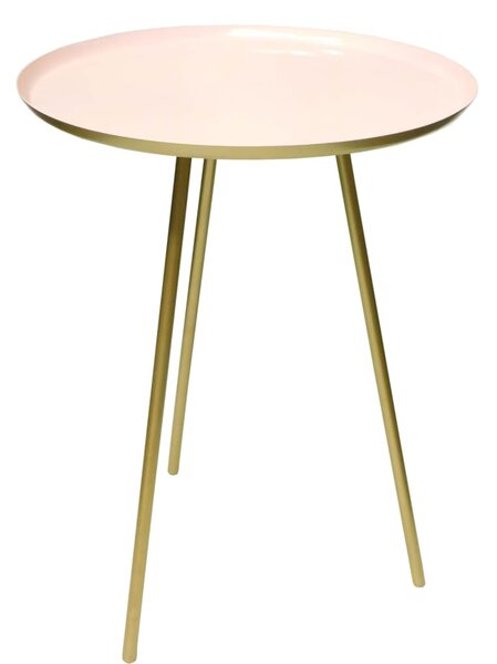 Bhp Tavolino di Servizio Rosa Chiaro e Oro 45x61 cm in Metallo B154391