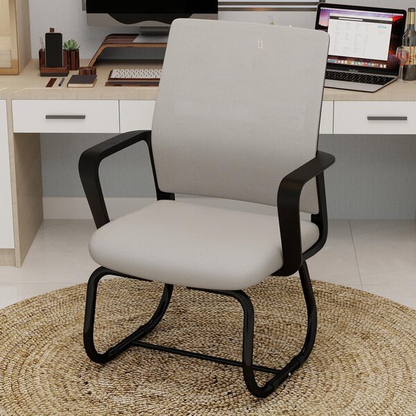 Sedia da ufficio minimalista, struttura in metallo, imbottitura morbida e confortevole, ideale per l'ufficio e la casa, disponibile in diversi colori: grigio e nero