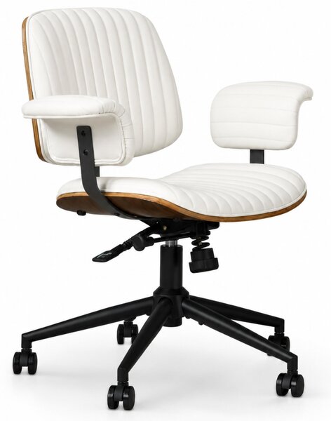 Sedia da ufficio di metà secolo in ecopelle, con braccioli imbottiti, regolabile in altezza, inclinabile, girevole a 360°, con una capacità di carico fino a 136 kg, color beige