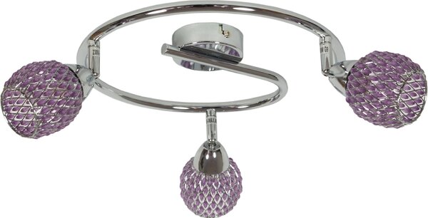 Lampada da soffitto CLEAR cromata viola 3xG9x40W cristallo, dimensioni: 19x64x64 cm, IP20, Candellux