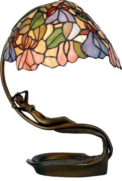 Clayre & Eef Lampada da tavolo Tiffany 28x20x40 cm Vetro rosa viola