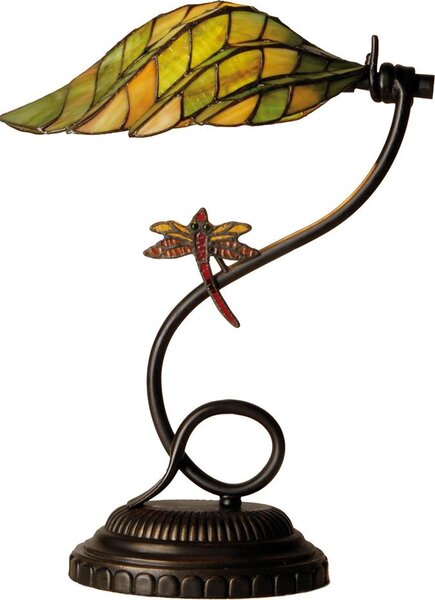 Lampada da tavolo Tiffany Clayre & Eef Ø 34x45 cm in vetro verde marrone Dragonfly