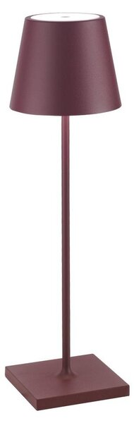 Zafferano Lampada a led da tavolo Poldina Pro Bordeaux ricaricabile e dimmerabile con batteria fino a 12 ore. Da uso esterno IP65