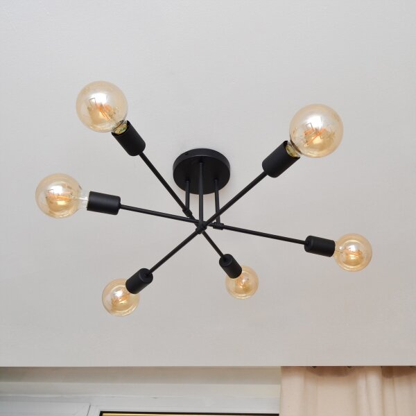 Lampadario a plafone LED CAMBRIDGE 6xE27/8W/230V nero