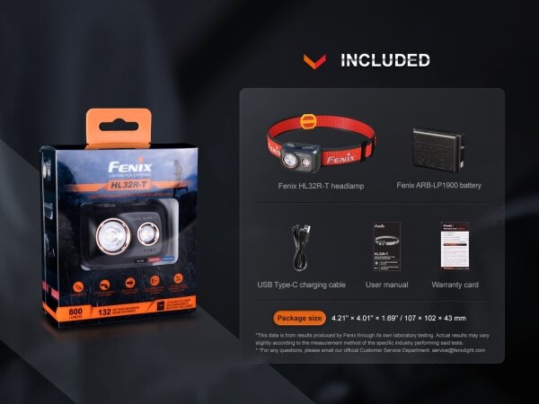 Fenix HL32RTRED -Lampada frontale LED ricaricabile LED/USB IP66 800 lm 300 h rosso/arancione
