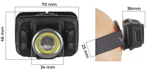 Lampada frontale LED ricaricabile con sensore LED/15W/5V IP66 430 lucente 1800 mAh