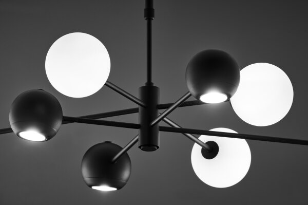 Jupiter 1998 - Lampadario a sospensione con supporto rigido MOKA 4xGU10/10W/230V + 4xG9/10W/230V nero/bianco