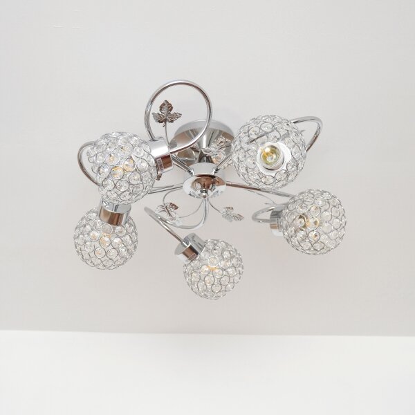 Lampadario a plafone SOPHIA 5xE27/15W/230V cromo lucido/limpido