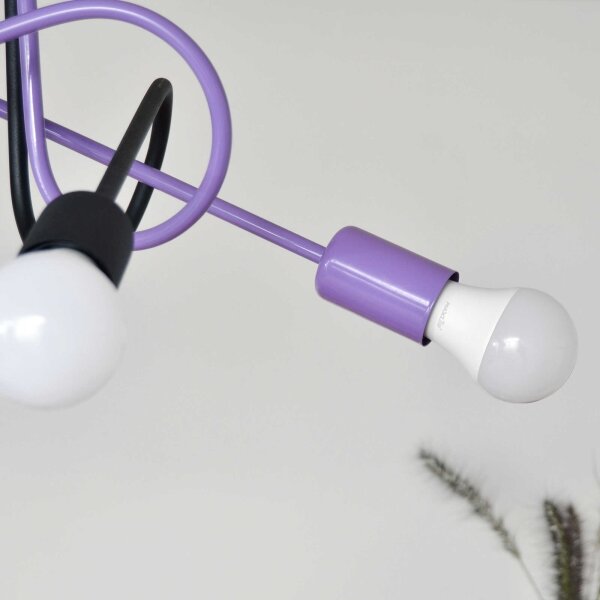 Lampadario a plafone OXFORD 4xE27/15W/230V nero/viola