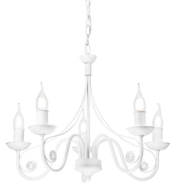 Lampadario a sospensione con catena DONATO 5xE14/40W/230V bianco