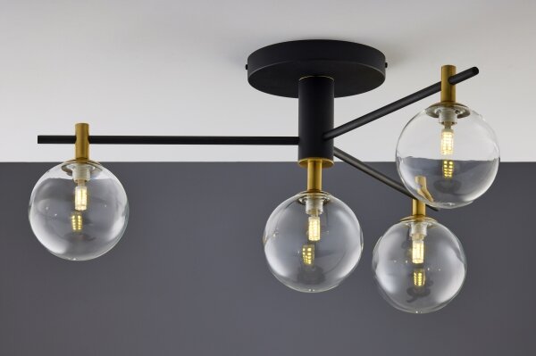 Jupiter 2034 - Lampadario a plafone FIGARO 4xG9/10W/230V nero/oro/beige/limpido
