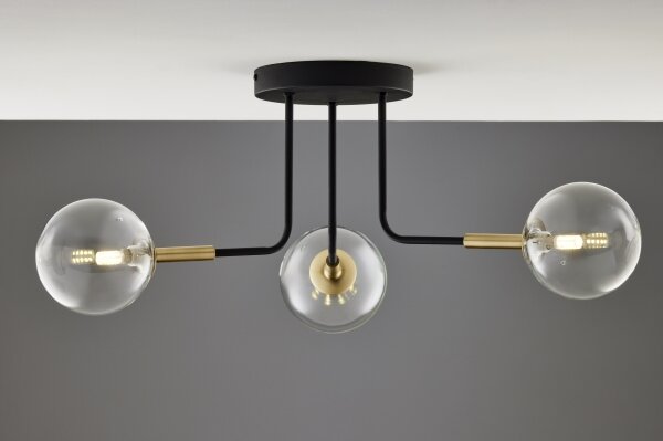 Jupiter 2039 - Lampadario a sospensione con supporto rigido BURANO 3xG9/10W/230V nero/oro/limpido