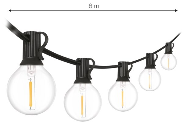 Brilagi - Catena luminosa decorativa LED da esterno GIRLANDA 10xE12 8m nera IP44 bianco caldo
