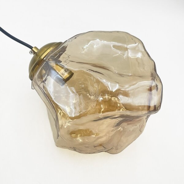 Lampadario a cavo CRISTAL 5xE14/15W/230V ottone/beige fumé