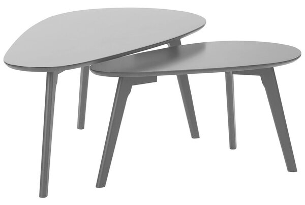 Set di 2 tavolini Ovali con Gambe in Legno Minimalista Scandinavo Beliani