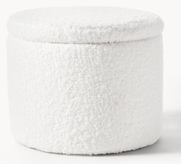 Pouf imbottito in tessuto teddy con vano contenitore Alida