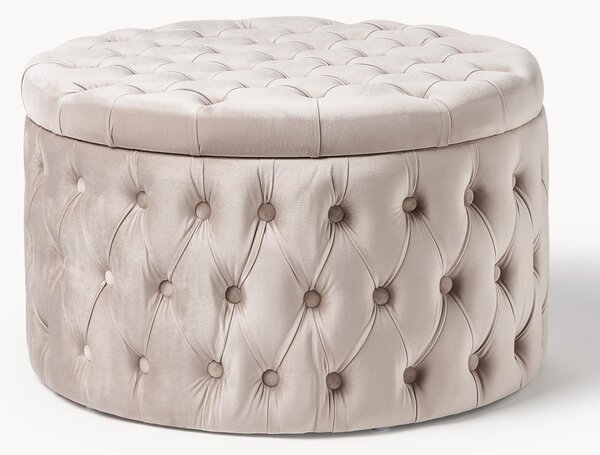 Pouf Contenitore 38x38xh45 cm in Tessuto Velluto Crema