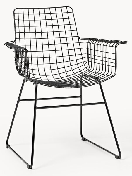 Sedia da pranzo con braccioli in metallo Wire