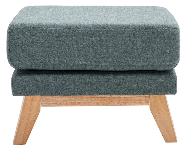 Pouf poggiapiedi sfoderabile scandinavo in tessuto grigio-verde e legno chiaro OSLO