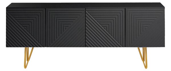 Mobile TV design nero e metallo dorato L140 cm OZEN