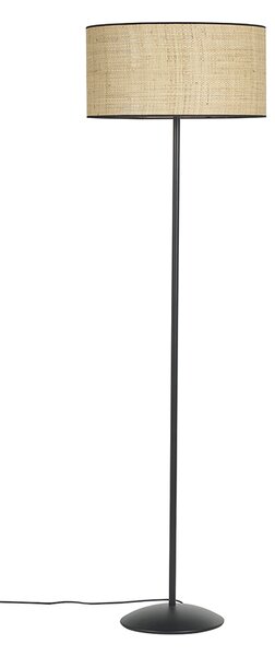 Lampada da terra in fibra di rafia e metallo nero H170 cm ALOE