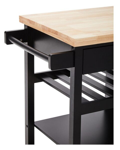Isola da cucina in legno di cauciù massiccio su ruote 48x105 cm Frankfurt – Premier Housewares